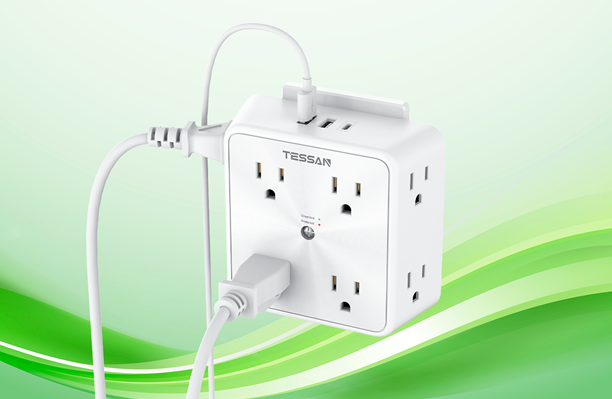 protect-and-power:-tessan-surge-protector-outlet-extender-with-green-charging